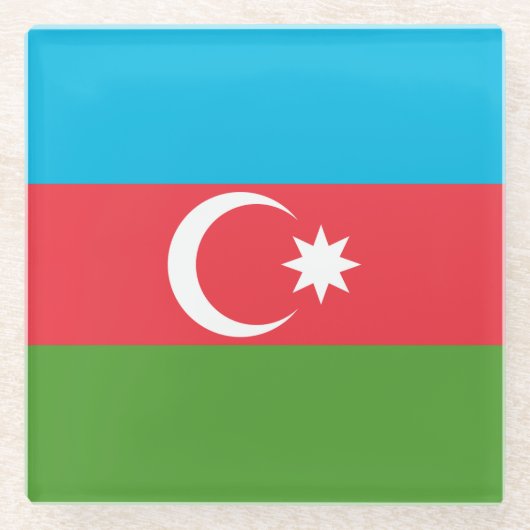 Glas onderzetter met vlag van Azerbeidzjan Glazen Onderzetter (Voorkant)