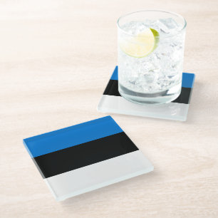 Glas onderzetter met vlag van Estland