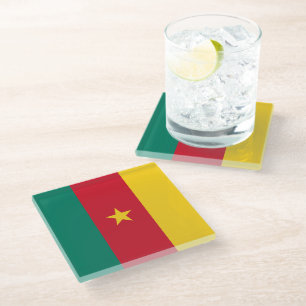 Glas onderzetter met vlag van Kameroen