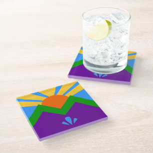 Glas onderzetter met vlag van Manitou Springs, USA