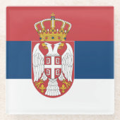 Glas onderzetter met vlag van Servië (Voorkant)