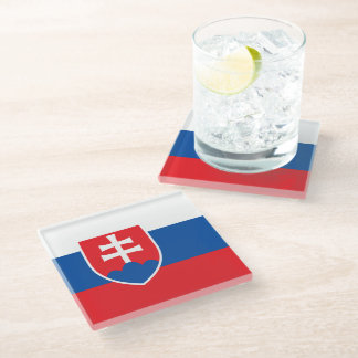 Glas onderzetter met vlag van Slowakije