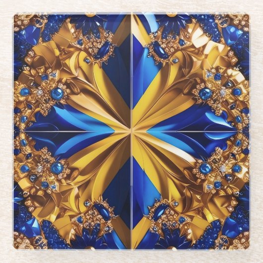 Glas onderzetter met Zweedse kleuren (Voorkant)