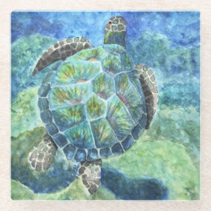 Glas Onderzetter Zee Schildpad #2