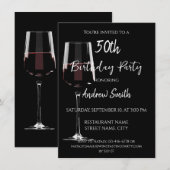 Glas rode wijn op zwart kaart (Voorkant / Achterkant)