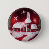  Glas Rood Kerstversiering Sneeuwhuis Ronde Button 5,7 Cm (Voorkant)