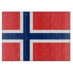 Glas snijplank met vlag van Noorwegen