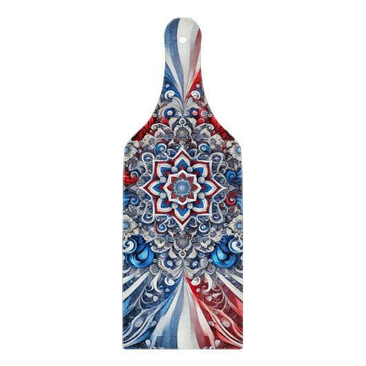 Glas snijplank paddle Franse Kleuren (Voorkant)