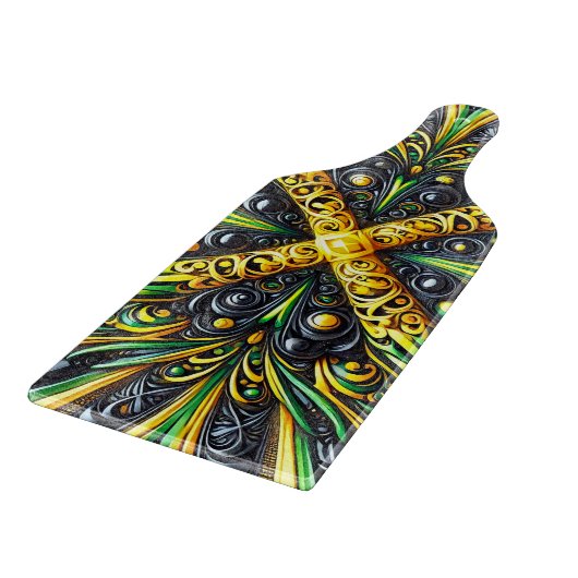 Glas snijplank paddle Jamaican Kleuren (Hoek)