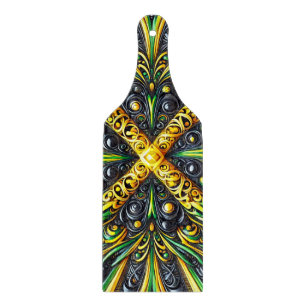 Glas snijplank paddle Jamaican Kleuren