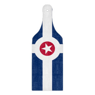 Glas snijplank peddel met vlag Indianapolis