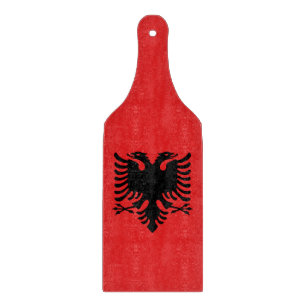 Glas snijplank peddel vlag van Albanië
