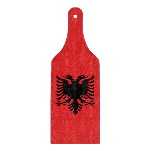 Glas snijplank peddel vlag van Albanië (Voorkant)