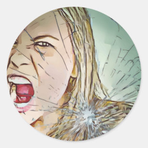 glas, sticker, gebroken glas, gebroken glas ronde sticker