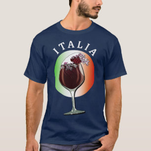 Glas van Italiaanse wijn en vlag van Italië Italia T-shirt