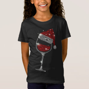 Glas van Rode Wijn Santa Hat Kerstmis Familie T-shirt