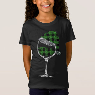 Glas van wijn kerstkerstmis groene buffels pl t-shirt
