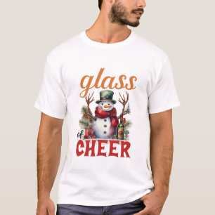 Glas Vrolijkheid Kerst Grappige Sneeuwman Wijnlief T-shirt
