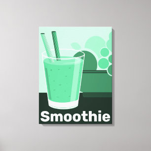 Glas Zwart-Wit-Groen Keuken Muur Kunst -Canvas Canvas Afdruk