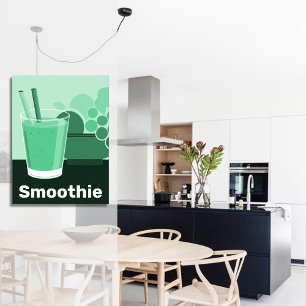 Glas Zwart, Wit, Groen Keuken Muur Kunst Poster