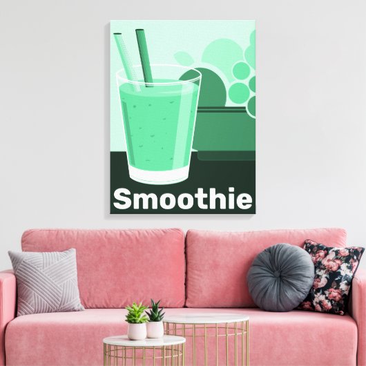 Glas Zwart-Wit-Groen Keuken Wand Kunst -Canvas Canvas Afdruk (Insitu (Woonkamer))