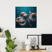 Glasachtige octopus in het diepe Zee Poster (Thuiskantoor)