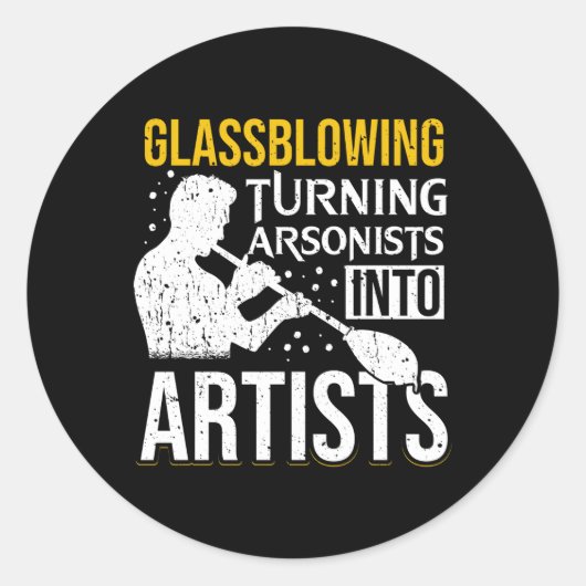 Glasblazen die brandstichters in glaswerk verander ronde sticker (Voorkant)