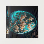  glasei met bloeiende Sakura-boom Wandkleed (Voorkant (horizontaal))