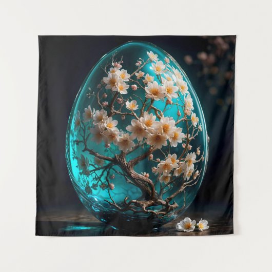  glasei met bloeiende Sakura-boom Wandkleed (Voorkant)