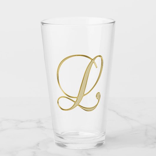 Glasglas van Goud Monogram L Glas (Voorkant)