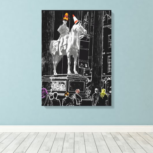 Glasgow Duke of Wellington Standbeeld Digitale kun Canvas Afdruk (Insitu (Houten vloer))
