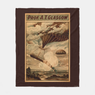 Glasgow Hot Air ballon Circus Theater Poster Fleece Deken
