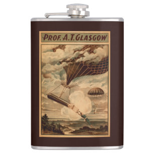 Glasgow Hot Air ballon Circus Theater Poster Heupfles