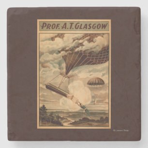 Glasgow Hot Air ballon Circus Theater Poster Stenen Onderzetter