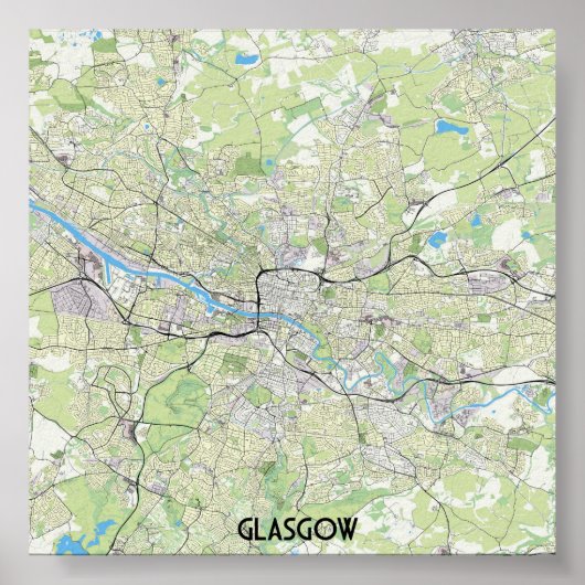 Glasgow kaart poster (Voorkant)