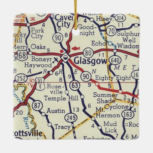 Glasgow KY  Map Keramisch Ornament (Achterkant)