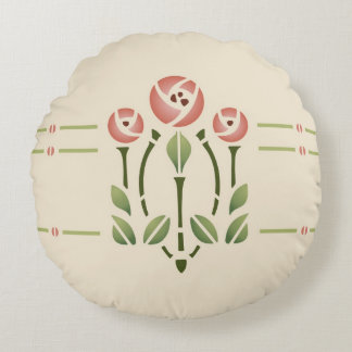 Glasgow Roos Stencil Design van Helen Foster Rond Kussen