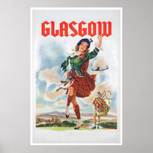 Glasgow Schotland Reisposter Dansen Vintage Poster