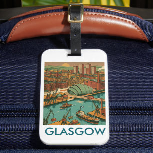 Glasgow Schotland Vintage Reisillustratie Bagagelabel