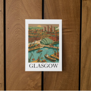Glasgow Schotland Vintage Reisillustratie Briefkaart
