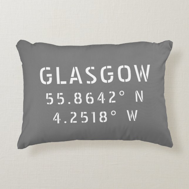 Glasgow Scotland Latitude & Longitude Accent Kussen (Voorkant)