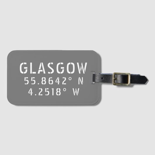 Glasgow Scotland Latitude & Longitude Bagagelabel (Voorkant (horizontaal))