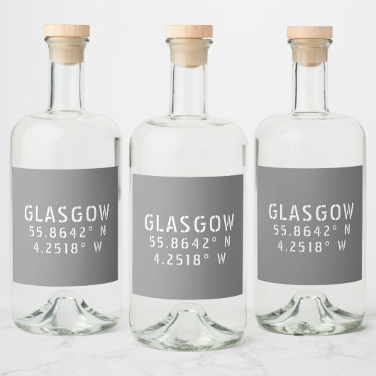 Glasgow Scotland Latitude & Longitude Likeurfles Etiket (Flessen)