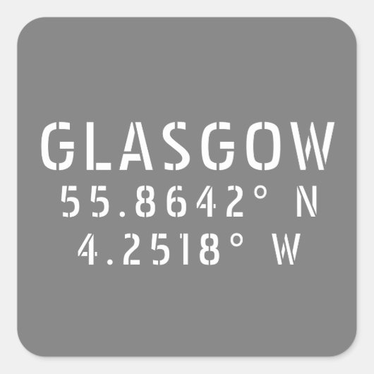 Glasgow Scotland Latitude & Longitude Vierkante Sticker (Voorkant)