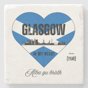 Glasgow Scotland Skyline Heart - Sinds [Jaar] Stenen Onderzetter