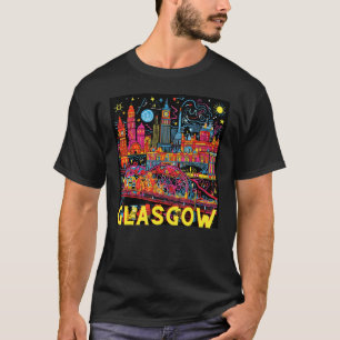 Glasgow Scotland UK City Modern Pop Art Kleurrijke T-shirt