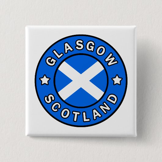 Glasgow Scotland Vierkante Button 5,1 Cm (Voorkant)