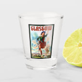 Glasgow Scottisn Girl Dancing with Bagpiper Shot Glas (Voorkant)