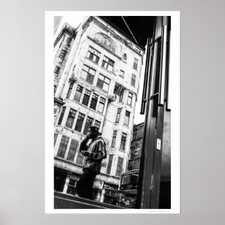 Glasgow street scene reflectie poster
