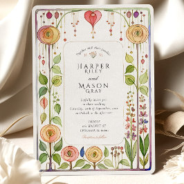 Glasgow Style Waterverf Wedding Kaart